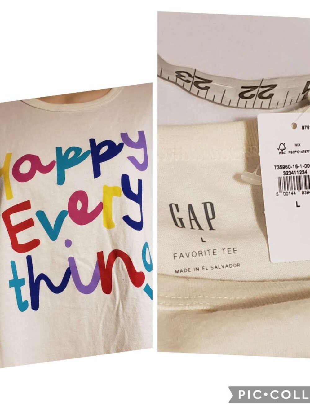 Very Cute NWT GAP Favorite T "HAPPY EVERY THING" T-Shirt L Large